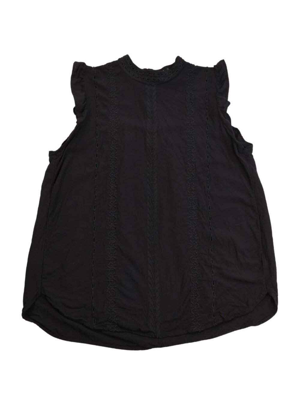 LOFT Black Embroidered Eyelet Flutter Sleeve Blouse Size Medium Boho
